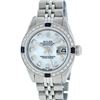 Image 2 : Rolex Ladies Quickset Stainless Steel White Diamond And Sapphire Datejust Wristw