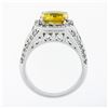 Image 9 : Vintage 18K White Gold 6.95 ctw GIA Orangy Yellow Sapphire & Diamond Cocktail Ri