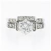 Image 4 : 14K White Gold 1.38 ctw Round 6 Prong Diamond Engagement Ring Matching Band Set