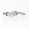 Image 9 : 14K White Gold 1.38 ctw Round 6 Prong Diamond Engagement Ring Matching Band Set