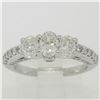 Image 6 : 14k White Gold 1.50 ctw Oval 3 Stone Diamond Promise Engagement Ring w/ Accents