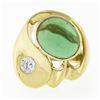 Image 4 : Large Modernist 18k Gold Oval Bezel Tourmaline & Diamond Polished Geometric Ring