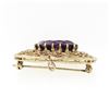 Image 6 : Vintage 14k Gold 13.0 ctw Oval Amethyst Black Enamel Open Work Pendant Pin Brooc