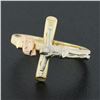 Image 2 : 14k Tri Color Gold Detailed Matte Finish Coin Edge Crucifix Cross Band Ring