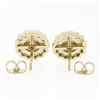 Image 4 : New 14k Yellow Gold 1.33 ctw Diamond Emerald Halo Milgrain Flower Cluster Earrin
