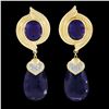 Image 4 : 18K Yellow Gold Large Amethyst & Diamond Drop Dangle Enhancer Day Night Earrings