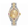 Image 2 : Rolex Ladies Two Tone Champagne Index Diamond And Ruby Date Wristwatch