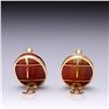 Image 3 : Pair 18K Yellow Gold Agate & Diamond Earrings by Carlo Rici