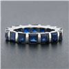 Image 2 : Unisex Platinum 5.61 ctw Square Step Cut Sapphire Bar Channel Eternity Band Ring