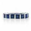 Image 4 : Unisex Platinum 5.61 ctw Square Step Cut Sapphire Bar Channel Eternity Band Ring