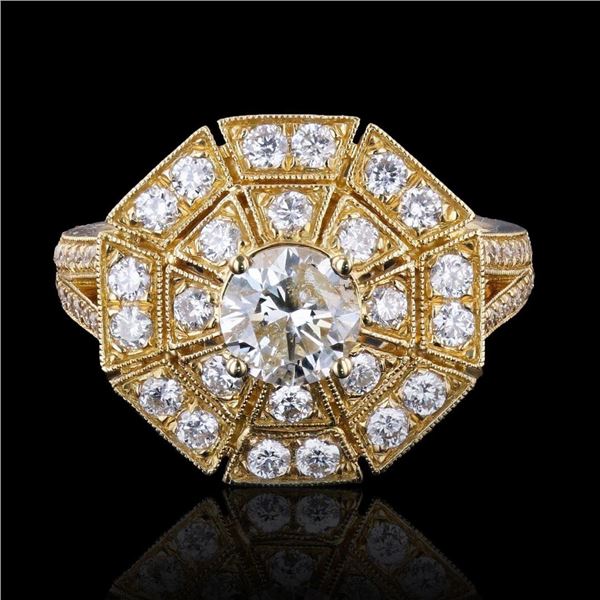 0.71 ctw CENTER Diamond 18K Yellow Gold Ring (1.48 ctw Diamonds)