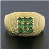Image 2 : Vintage 18k Yellow Gold .75 ctw Round Emerald Cluster w/ Wrapped Twisted Wire Ri