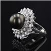 Image 1 : 12.6mm Tahitian Pearl and 3.16 ctw Diamond 18K White Gold Ring