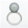 Image 5 : Cartier 18k White Gold 12.75mm Tahitian Gray Pearl .85 ctw Round Pave Diamond Ri