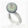 Image 6 : Cartier 18k White Gold 12.75mm Tahitian Gray Pearl .85 ctw Round Pave Diamond Ri