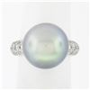 Image 8 : Cartier 18k White Gold 12.75mm Tahitian Gray Pearl .85 ctw Round Pave Diamond Ri