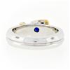 Image 7 : Estate 18k Two Tone Gold 0.38 ctw FINE Sapphire & Diamond Buckle Band Ring Sz 6.