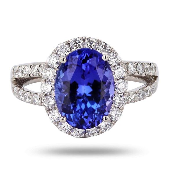 3.20 ctw Tanzanite and  0.82 ctw Diamond Platinum Ring