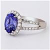 Image 2 : 3.20 ctw Tanzanite and  0.82 ctw Diamond Platinum Ring