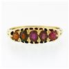 Image 4 : Antique Victorian 18K Gold 1.0 ctw Graduating Old Cut Red Spinel 5 Stone Band Ri
