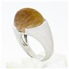 Image 9 : 18K Gold Oval Half Bezel Rutilated Quartz Solitaire Brushed Finish Cocktail Ring