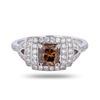 Image 1 : 1.25 ctw Fancy Dark Brown SI3 CLARITY CENTER Diamond Platinum Ring (1.78 ctw Dia