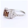 Image 2 : 1.25 ctw Fancy Dark Brown SI3 CLARITY CENTER Diamond Platinum Ring (1.78 ctw Dia