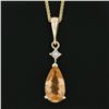 Image 3 : NEW 14k Gold 1.56 ctw Pear Imperial Topaz Diamond Teardrop Dangle Pendant & Chai