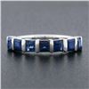 Image 2 : Platinum 1.82 ctw Square Step Cut Sapphire Bar Channel Set Stack Wedding Band Ri