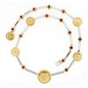 Image 3 : Antonini 18K TT Gold Round Bezel Citrine Diamond Ruby 16.5" Fancy Link Necklace