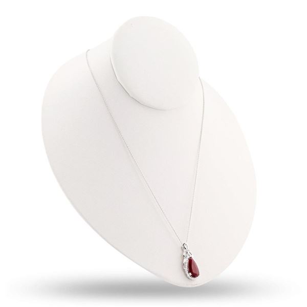 3.77 ctw Ruby and 0.29 ctw Diamond Platinum Pendant