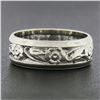 Image 2 : Vintage 14k White Gold 6.3mm Pierced Open Floral Work Wide Eternity Band Ring