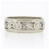 Image 5 : Vintage 14k White Gold 6.3mm Pierced Open Floral Work Wide Eternity Band Ring