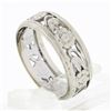 Image 7 : Vintage 14k White Gold 6.3mm Pierced Open Floral Work Wide Eternity Band Ring
