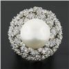 Image 2 : Large Vintage Handmade Platinum 14mm Pearl w/ 6.57 ctw Diamond Wire Work Dome Ri
