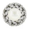 Image 4 : Large Vintage Handmade Platinum 14mm Pearl w/ 6.57 ctw Diamond Wire Work Dome Ri