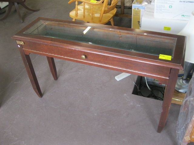 GLASS TOP DISPLAY BOX HALL TABLE