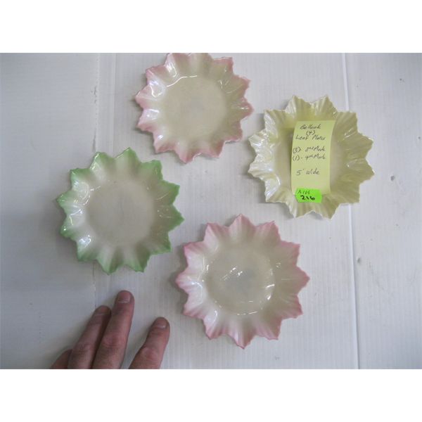 4 BELLEEK LEAF PLATES 5 , 3 - 2ND MARK, 1 - 4TH MARK