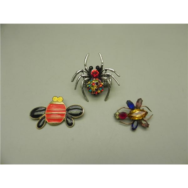 2 Vintage Bug Brooches & Ring