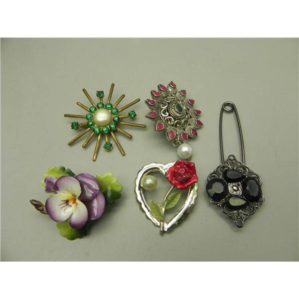 5 Vintage Brooches