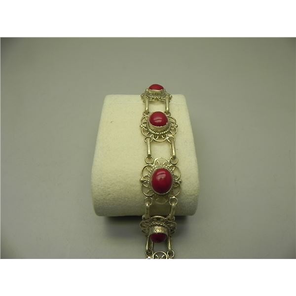 Sterling Silver Carnelian Bracelet 24g