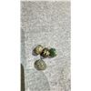 Image 2 : FOUR TIBETAN MOTTLED GREEN DZI BEADS APPROX 1/2" BEADS