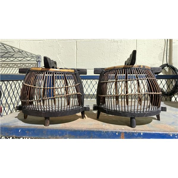 WOODEN BIRD CAGE DECOR