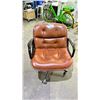 Image 2 : KNOLL INTERNATIONAL BROWN LEATHER ROLLING OFFICE CHAIR *MISSING BUTTON*