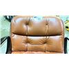 Image 3 : KNOLL INTERNATIONAL BROWN LEATHER ROLLING OFFICE CHAIR *MISSING BUTTON*