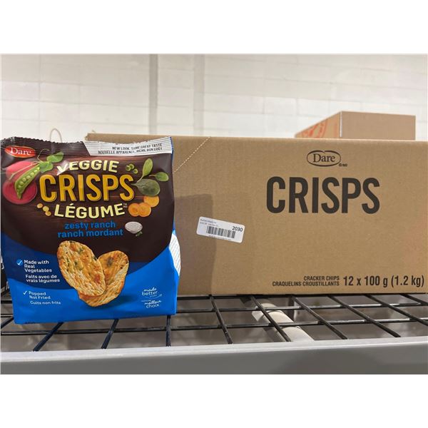 CASE LOT - Dare Veggie Crisps Zesty Ranch Cracker chips 12 x 100g