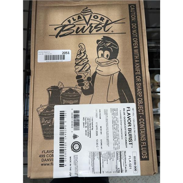 CASE LOT - Flavour Burst Blue Goo/Cotton Candy Flavoured syrup concentrate 1 gallon (3.785 litres)