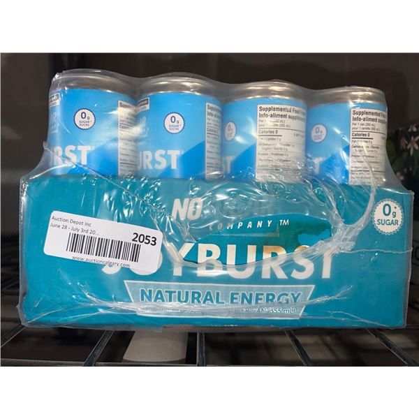 CASE LOT - Joy Burst blue raz natural energy drink zero sugar 24 x 355ml