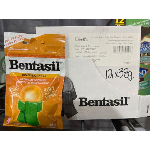 CASE LOT - Bentasil Sugar free Orange throat lozenges 12 x 38g
