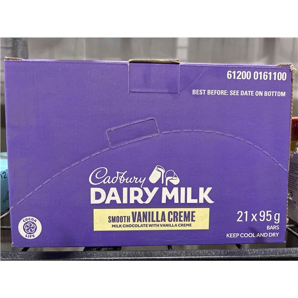 CASE LOT - Cadbury Dairy Milk Smooth Vanilla Creme Milk chocolate with Vanilla Creme 21 x 95g